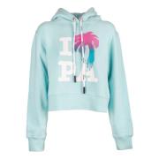 Palm Angels Blå Cropped Sweatshirt Blue, Dam