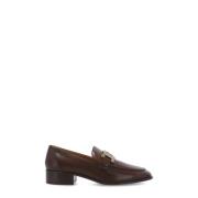 Tod's Bruna läderloafers med metallkedjedetalj Brown, Dam