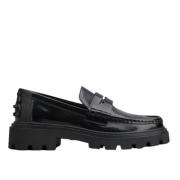Tod's Stiliga Loafers i halvblankt läder Black, Dam
