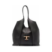 Tod's Medium T Timeless Shopping Bag Black, Dam