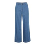 Part Two Flatterande Wide Leg Jeans Blue, Dam