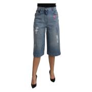 Dolce & Gabbana Snygga Wide Leg Cropped Jeans Blue, Dam