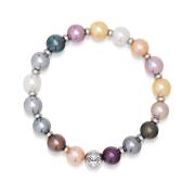 Nialaya Women`s Wristband with Pastel Pearls and Silver Multicolor, Da...