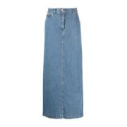 Magda Butrym Denim Maxi Kjol Blue, Dam