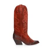 Elena Iachi Vintage Läder Texan Stövlar Red, Dam