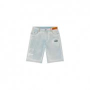 Heron Preston 8000 Hammer Denim Shorts - Storlek 31, Medium Grå/Vit Bl...