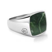 Nialaya Men's Silver Signet Ring with Green Jade Gray, Herr