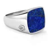 Nialaya Men's Silver Signet Ring with Blue Lapis Gray, Herr