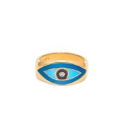 Nialaya Women's Large Evil Eye Ring Yellow, Dam