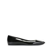 Roger Vivier Svarta lackläder spännen ballerinaskor Black, Dam