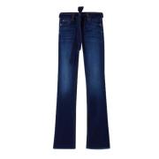 Liu Jo Flare Cut Raw Denim Jeans med Fransad Kant Blue, Dam