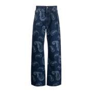 Jacquemus Bred Paisley Print Denim Jeans Blue, Herr