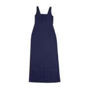 Lardini Strap Long Viscose Dress Blue, Dam