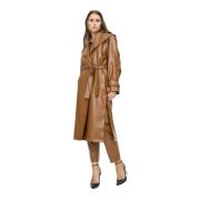 Federica Tosi Ecopelle Högmidjad Trenchcoat Brown, Dam