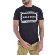 Goldenim paris Tryckt T-shirt - Svarta Toner, Rak Passform, Korta ärma...