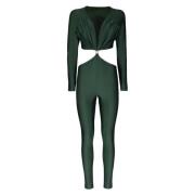 MVP wardrobe Lycra Jumpsuit med Djup Halsringning Green, Dam