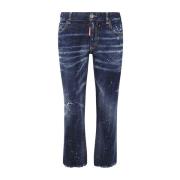 Dsquared2 Mörkblå Cropped Flared Jeans Blue, Dam