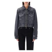Givenchy Svart Denim Cropped Jacka - Aw23 Kollektion Black, Dam