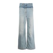 Givenchy Tvåfärgade straight-leg jeans Blue, Dam