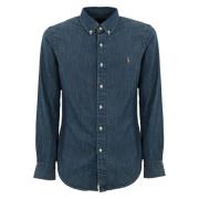 Ralph Lauren Herr Denimskjorta: Långärmad Button-Down Krage Blue, Herr