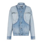 Balmain Omvänd skuren jeansjacka Blue, Herr