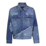 Dolce & Gabbana Blå Patchwork Denimjacka för Män Blue, Herr