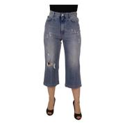 Dolce & Gabbana Blå Hög Midja Kortade Denim Jeans Blue, Dam