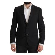 Dolce & Gabbana Svart Enradig Martini Blazer Black, Herr