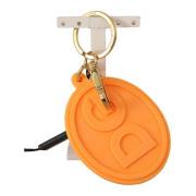 Dolce & Gabbana Orange Gummi DG Logo Guld Nyckelring Orange, Dam