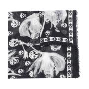 Alexander McQueen Svart Skalletrycksscarf Black, Dam