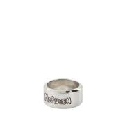 Alexander McQueen Silver Graffiti Statement Ring Gray, Herr