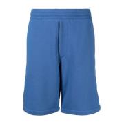 Alexander McQueen Stiliga Blåa Långa Shorts med Logo-Tape Detaljer Blu...