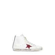 Golden Goose Vita Läder Sneakers med Glittrande Stjärna White, Dam