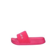 Blauer Eko-Läder Platta Sandaler för Tonåringar Pink, Dam