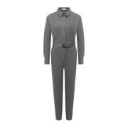 Brunello Cucinelli En-delad tracksuit med bälte Gray, Dam