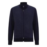 Boggi Milano Cashmere Blend Full Zip Sweater Blue, Herr