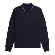 Fred Perry Autentisk långärmad Twin Tipped Polo Navy Blue, Herr