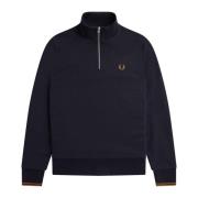 Fred Perry Marinblå Half Zip Crew Sweatshirt Blue, Herr