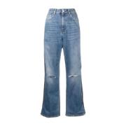 Stella McCartney Vintage Wash Zip Straight Leg Jeans Blue, Dam