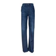 Dondup Dam Wide Leg Jeans med Juvelknappsdetalj Blue, Dam
