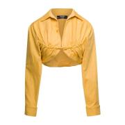 Jacquemus Gul Kortad Skjorta med Spridkrage Yellow, Dam