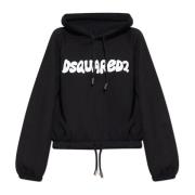 Dsquared2 Hoodie med logotyp Black, Dam