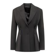 Givenchy Svart enkelknäppt blazer med V-ringning Black, Dam