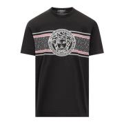 Versace Svart Crew Neck T-shirt med Medusa Logo Black, Herr