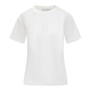 Ludovic de Saint Sernin Vit T-shirt med Rhinestone Monogram White, Dam