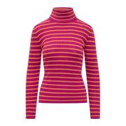 Jucca Räfflad Turtlenecktröja Purple, Dam