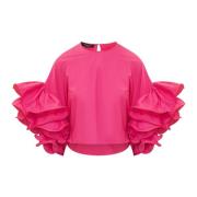 Rochas Elegant Ruffled Sleeve Blouse Pink, Dam