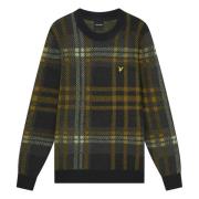 Lyle & Scott Check Crew Neck Stickad tröja Multicolor, Herr