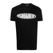 Dsquared2 Svart bomull T-shirt med logotyp text Black, Herr