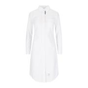 Thom Browne Vit Bomull Midi Skjortklänning White, Dam